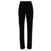 Saint Laurent Svart Bomull Denim Straight Leg Jeans Black, Dam