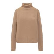 Ami Paris Beige Stickad Tröja Hjärtmönster Beige, Herr