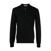 Corneliani Stickad ull polotröja Black, Herr