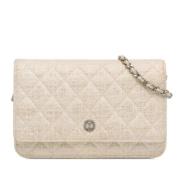 Chanel Vintage Pre-owned Tyg crossbodyvskor Beige, Dam