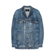 3X1 Indigo Denim Jacka med Notched Revers Blue, Dam