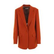 Dries Van Noten Rost Ull Enkelknäppt Jacka Orange, Dam