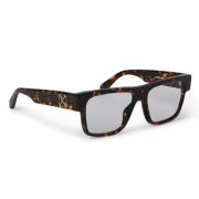 Off White Stiliga Unisexglasögon i Havana Acetat Brown, Unisex