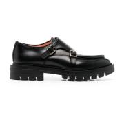 Santoni Svarta Läder Monk Skor Black, Dam