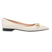 Gucci Vita Läder Ballerina Skor White, Dam