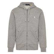 Ralph Lauren Bomull Zip Hoodie med Broderat Logotyp Gray, Herr