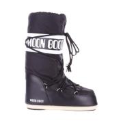 Moon Boot Svarta Vinterstövlar Stiligt Nylon Black, Dam