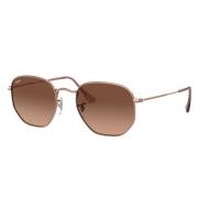 Ray-Ban Hexagonala solglasögon med platta kristallglas Brown, Unisex