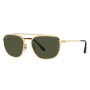 Ray-Ban Fyrkantiga metall solglasögon med gröna linser Yellow, Unisex