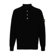 Stone Island Svart Ullblandad Stickad Tröja Black, Herr