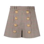 Balmain Elegant Houndstooth Shorts Beige Beige, Dam