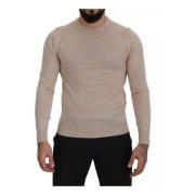 Dolce & Gabbana Beige Ull Crewneck Sweater Logo Beige, Herr