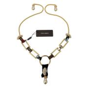 Dolce & Gabbana Lyxig Guld Messing Pärlhalsband Yellow, Dam