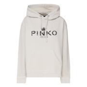 PINKO Beige Huvtröja med Framlogotyp Beige, Dam