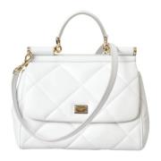 Dolce & Gabbana Vadderad läder axelväska White, Dam