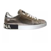 Dolce & Gabbana Bronze Metallic Logo Sneaker Skor Brown, Herr