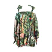 Dolce & Gabbana Jungle Print Cotton Dress Multicolor, Dam