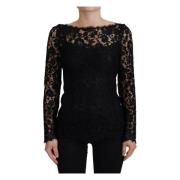 Dolce & Gabbana Elegant blommig spetstopp Black, Dam