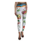 Dolce & Gabbana Vit High Waist Printed Leggings White, Dam