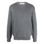 Golden Goose Crew Neck Cotton Knit Sweater Gray, Herr