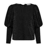 Co'Couture Svart Båtblus med Puffärmar Black, Dam