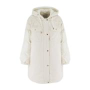 Ermanno Scervino Blomsterapplikation Bi-Material Parka White, Dam