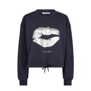 Co'Couture Crop Tie Cleancc Kiss Sweatshirt Blue, Dam