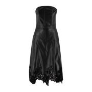 Ermanno Scervino Stropplös Faux Läder Midi Klänning Black, Dam