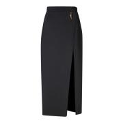 Roberto Cavalli Elegant svart asymmetrisk kjol med slits Black, Dam