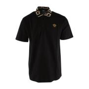 Versace Svart Bomull Polo Skjorta Black, Herr