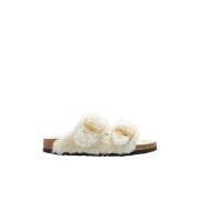 Birkenstock Arizona Big Buckle Shearling Sandals Beige, Dam