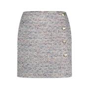 FABIENNE CHAPOT Tweed Mini Kjol med Hjärtknappar Multicolor, Dam