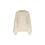 FABIENNE CHAPOT Beige Stickade Rosor Pullover Beige, Dam