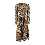 Etro Blommig Paisley Print Midi Klänning Multicolor, Dam