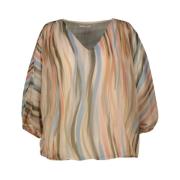 Amélie & Amélie Beige Top Alea Stil Multicolor, Dam