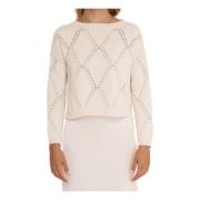 Max Mara Weekend Diamantmönstrad Pullover Tröja Beige, Dam