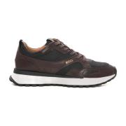 Boss Vintage Läder Sneaker med Sidologo Brown, Herr