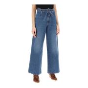 Etro Blommönstrade Wide Leg Jeans Blue, Dam