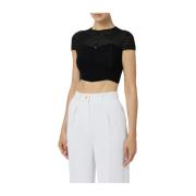 Elisabetta Franchi Stilren Cropped Top för Kvinnor Black, Dam