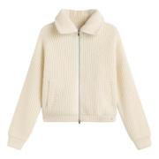 Herno Kort Zip-Up Cardigan Beige, Dam