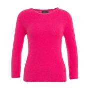 Roberto Collina Italiensk Stickad Angora Crew Neck Sweater Pink, Dam