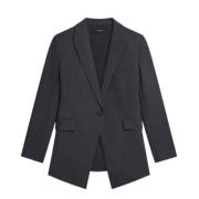 Theory Peak Lapel Blazer Nedanför Höft Längd Gray, Dam