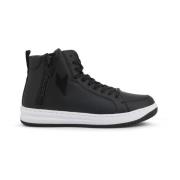 Emporio Armani EA7 Metall Eyelet Zip Sneakers i Syntetiskt Läder Black...