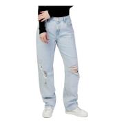 Calvin Klein Jeans Blå Enfärgade Damjeans med Dragkedja Blue, Dam