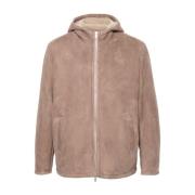 Lardini Shearling Huva Fleecejacka Brown, Herr