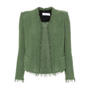 IRO Grön Bouclé Frayed Edge Jacka Green, Dam