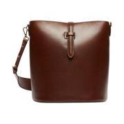 Max Mara Weekend Retro Bucket Läder Crossbody Väska Brown, Dam