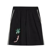 Max Mara Weekend Gabardine Shorts med Broderi Black, Dam