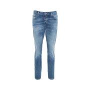 Dsquared2 Italienska Straight Jeans med Fickor Blue, Dam