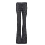 Balmain Svart stjärna Paisley Print Denim Jeans Black, Dam